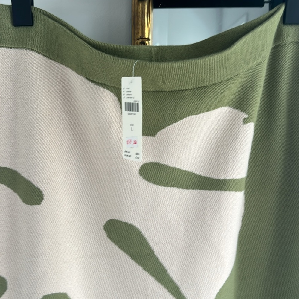 Anthropologie Green and Cream Midi Skirt - Picture 3 of 9